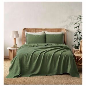 ATLINIA 100% Pure Flax Linen Bedding Set Stone Washed French Linen Fabric Queen